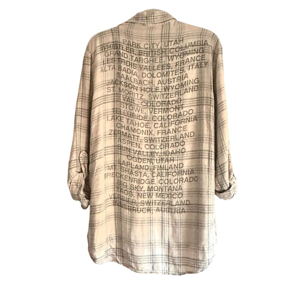SUNDRY Ski Destination Plaid Button‎ Down Gray Sz 1 (US Small) - Picture 2 of 5
